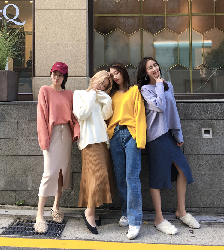 V-Neck Knit Sweater for Women