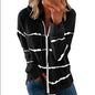 Striped Printed Loose Hooded Sweater for Women