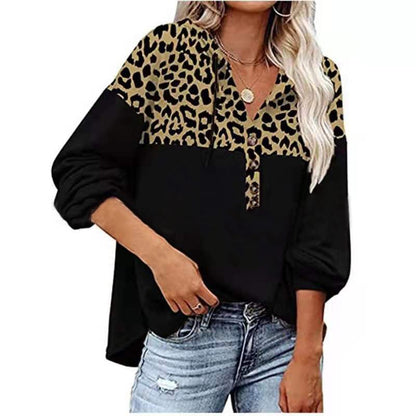 Leopard Print Hooded Casual Sweater for Women