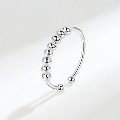 S925 Sterling Silver Rotatable Stress Relief Ring