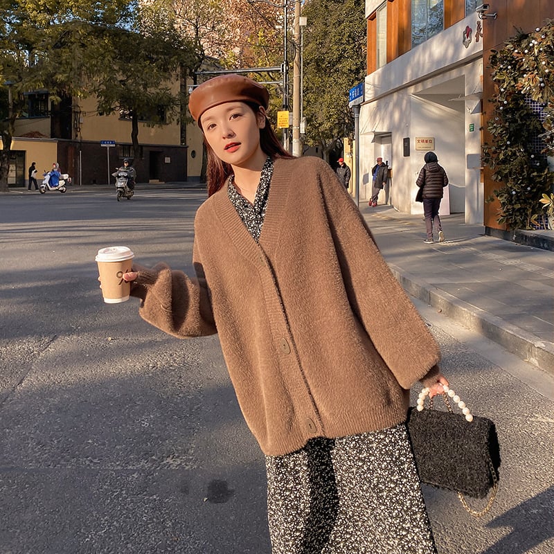 Loose Mink Fleece Sweater Coat for Women