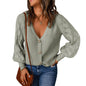Solid Color Rhombus Puff Sleeve Knit Sweater Coat