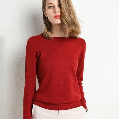 Women's Knitted Round Neck Sweater Top