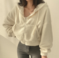 Lamb Wool White Hooded Sweater For Women