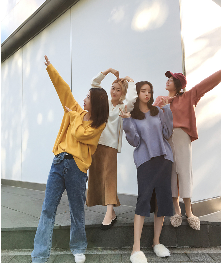V-Neck Knit Sweater for Women