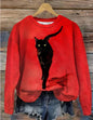 Printed Loose Round Neck Sweater for Women