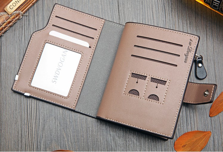Vertical Buckle Wallet with Zipper Closure