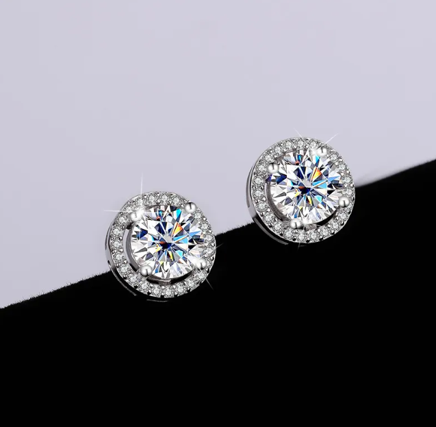 Moissanite Elegance S925 Sterling Silver Stud Earrings