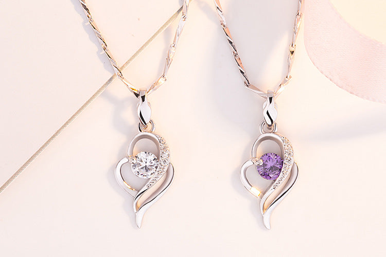 925 Silver Necklace with Zircon Pendant Jewelry