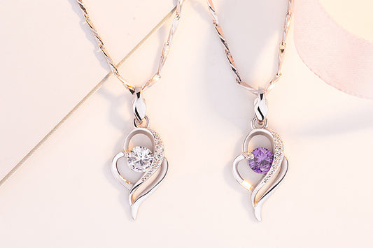 925 Silver Necklace with Zircon Pendant Jewelry