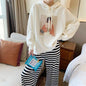 Embroidered Cartoon Hooded Sweater for Women