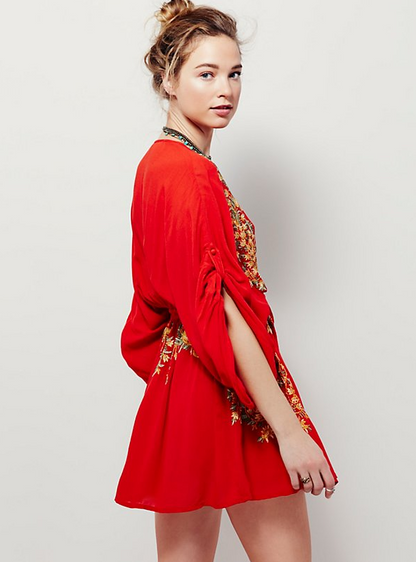 Embroidered V-Neck Dress