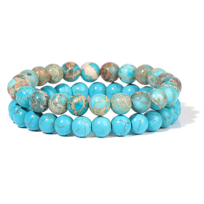 Men's Retro 8mm Natural Stone Bead Bracelet