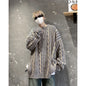 Retro Striped American Loose Fit Round Neck Sweater