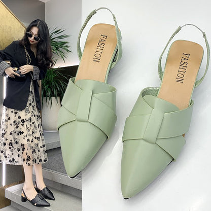 Stylish Chunky Heeled Pointed-Toe Women's Shoes