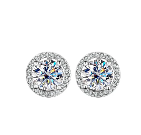 Moissanite Elegance S925 Sterling Silver Stud Earrings