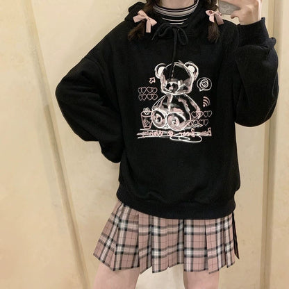 Cute Japanese Graffiti Plush Sweater for Women