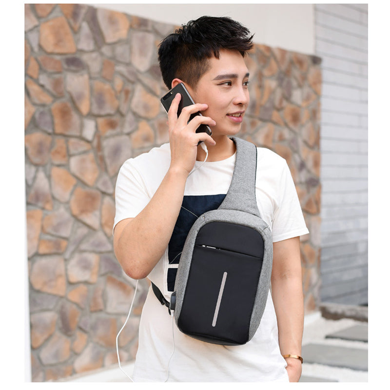 Waterproof USB Multi-Layer Crossbody Bag for Men