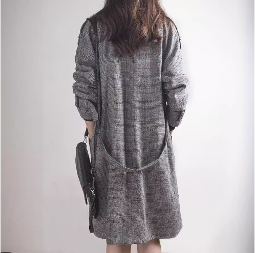 Plaid Mid-Length Coat and Trench Coat