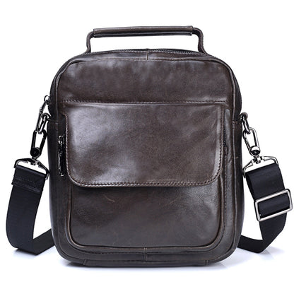 Vintage Leather Vertical Shoulder Bag for Men