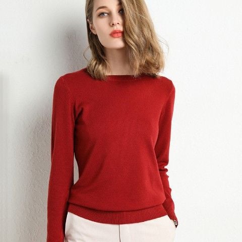 Women's Knitted Round Neck Sweater Top