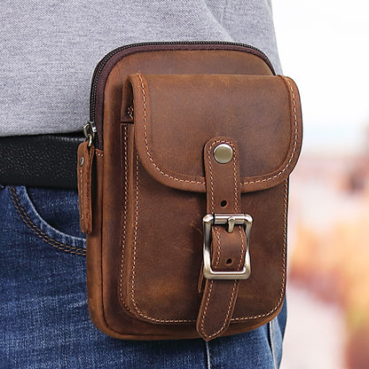 Vintage Leather Waist Bag for Men - Genuine Cowhide