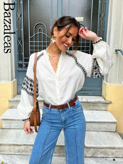 Elegant Loose Blouses - Bohimian 2024 Long Sleeve Tops